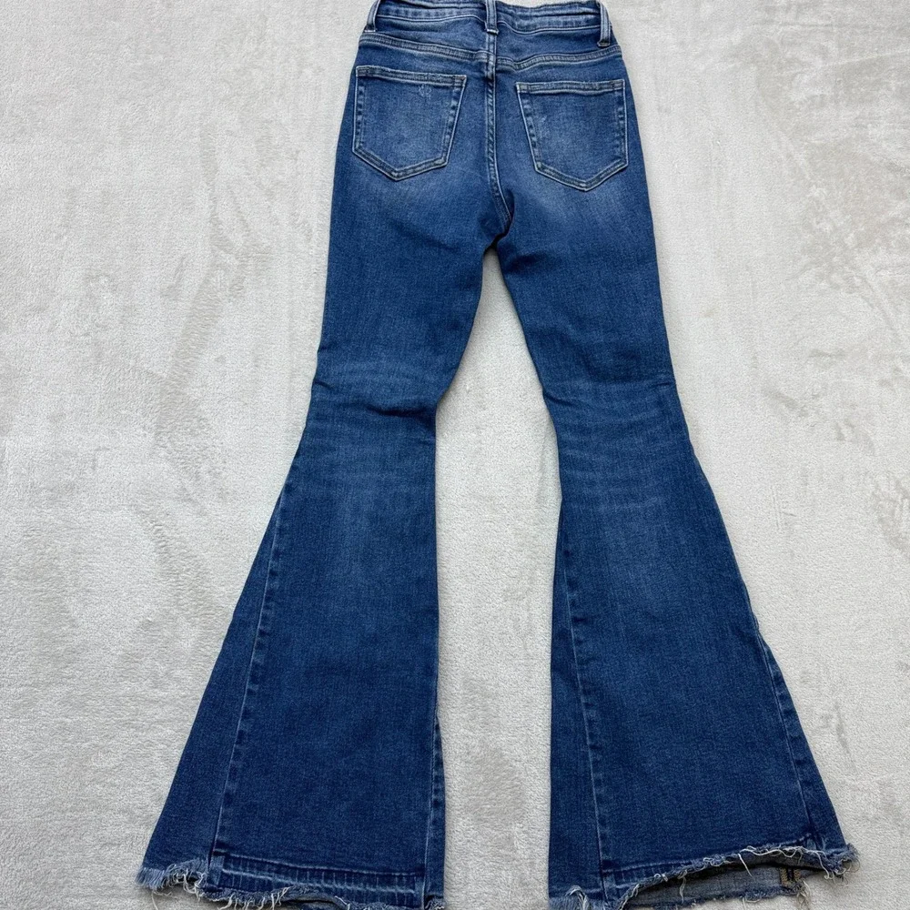 Bridge by Gly Jeans Women's 23 Super Flare Blue Hi Rise Raw Hem Retro Boho Denim - Picture 5 of 10